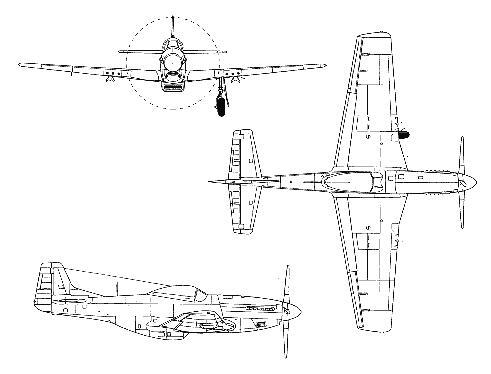 P-51 plan 3 vues